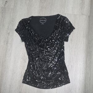 INC International Concepts Sequin Black Top